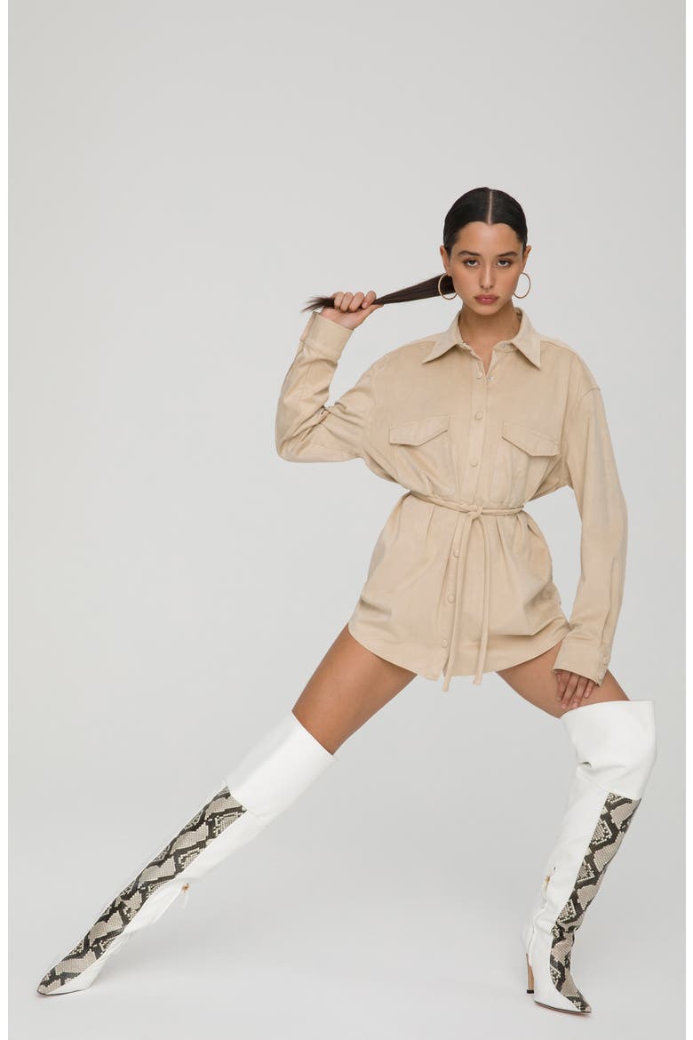 Belted Shirt Jacket, Alternate, color, TAUPE001