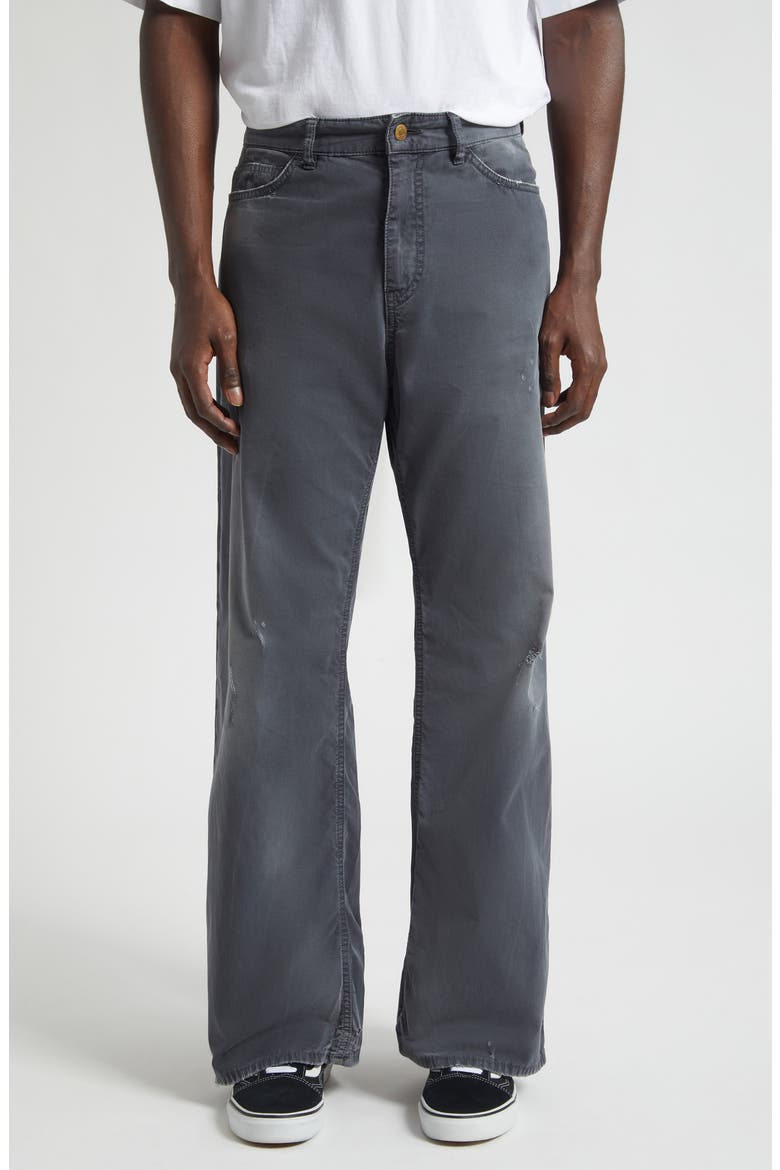 Ralf Distressed Bootcut Pants, Main, color, BLACK