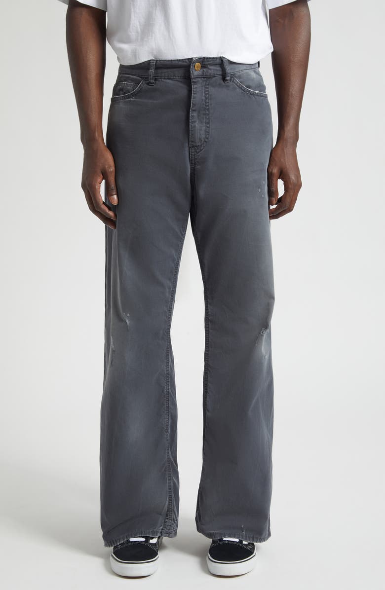 STOCKHOLM SURFBOARD CLUB Ralf Distressed Bootcut Pants, Main, color, Black