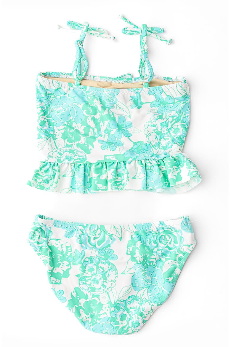 Kids' Charming Rose Ruched Two-Piece Swimsuit, Alternate, color, GREEN