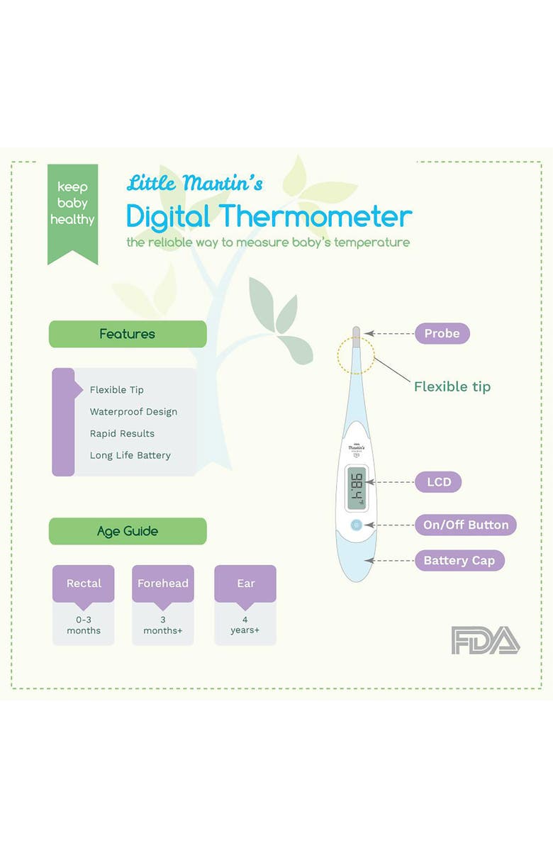 Little Martin's Digital Thermometer, Oral, Armpit & Rectal Reading, Alternate, color, Multicolored
