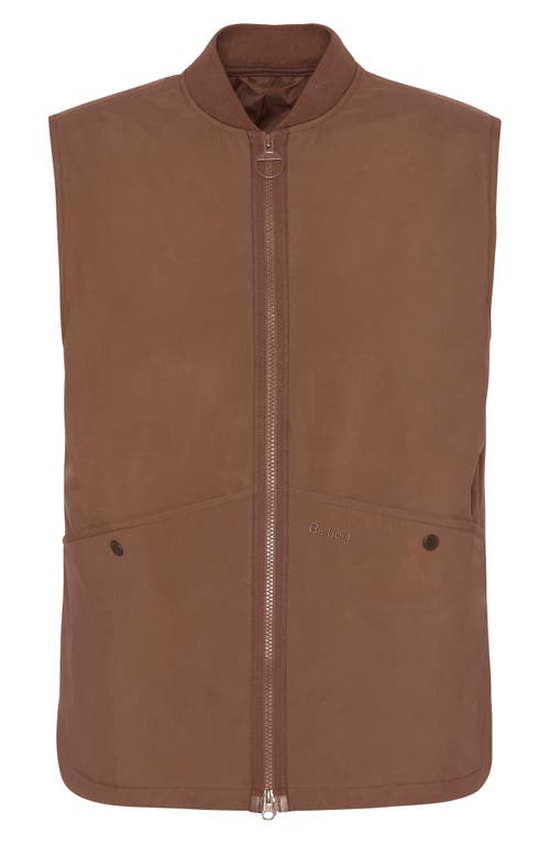 Shop Barbour Bomber Zip Vest In Redwood