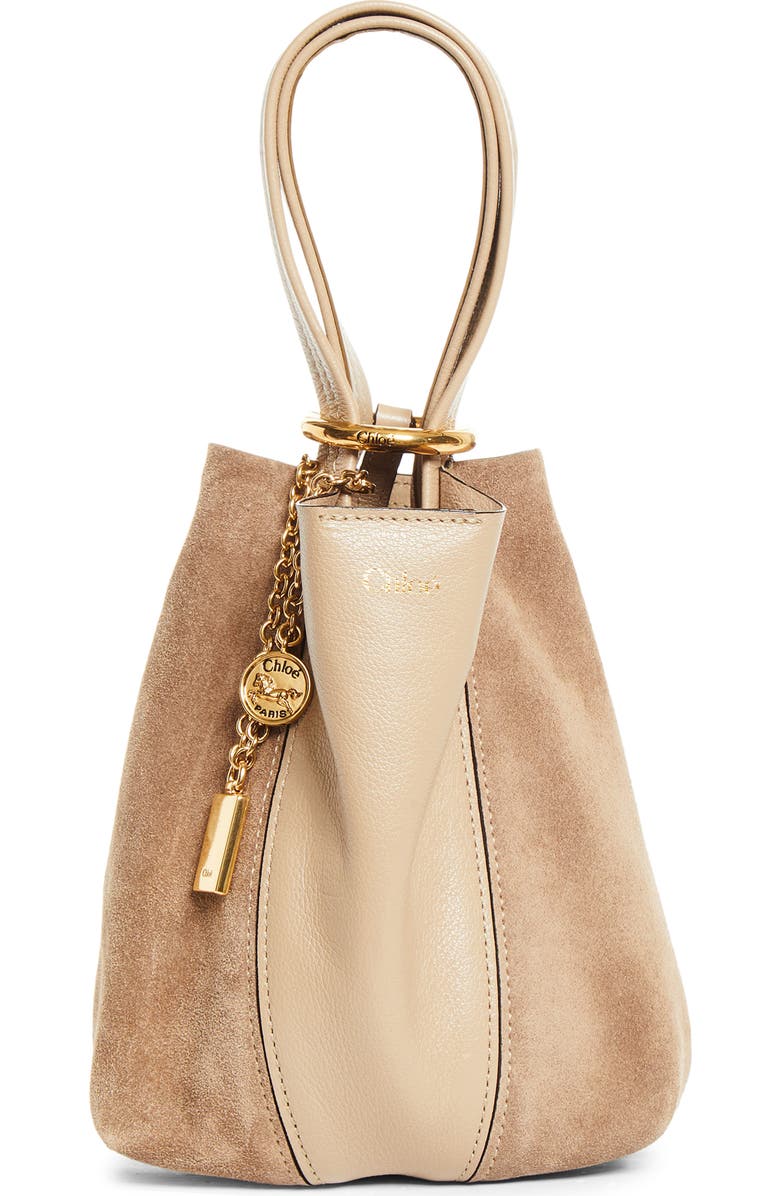 Chloé Small Chloé Spin Leather & Suede Tote, Alternate, color, Boyish Brown