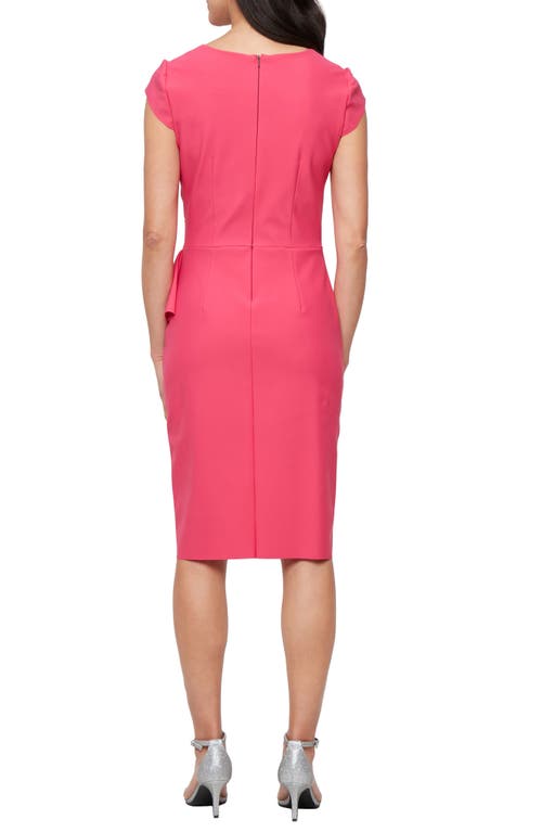 Alex Evenings Compression Collection Tulip Sheath Cocktail Dress In Geranium