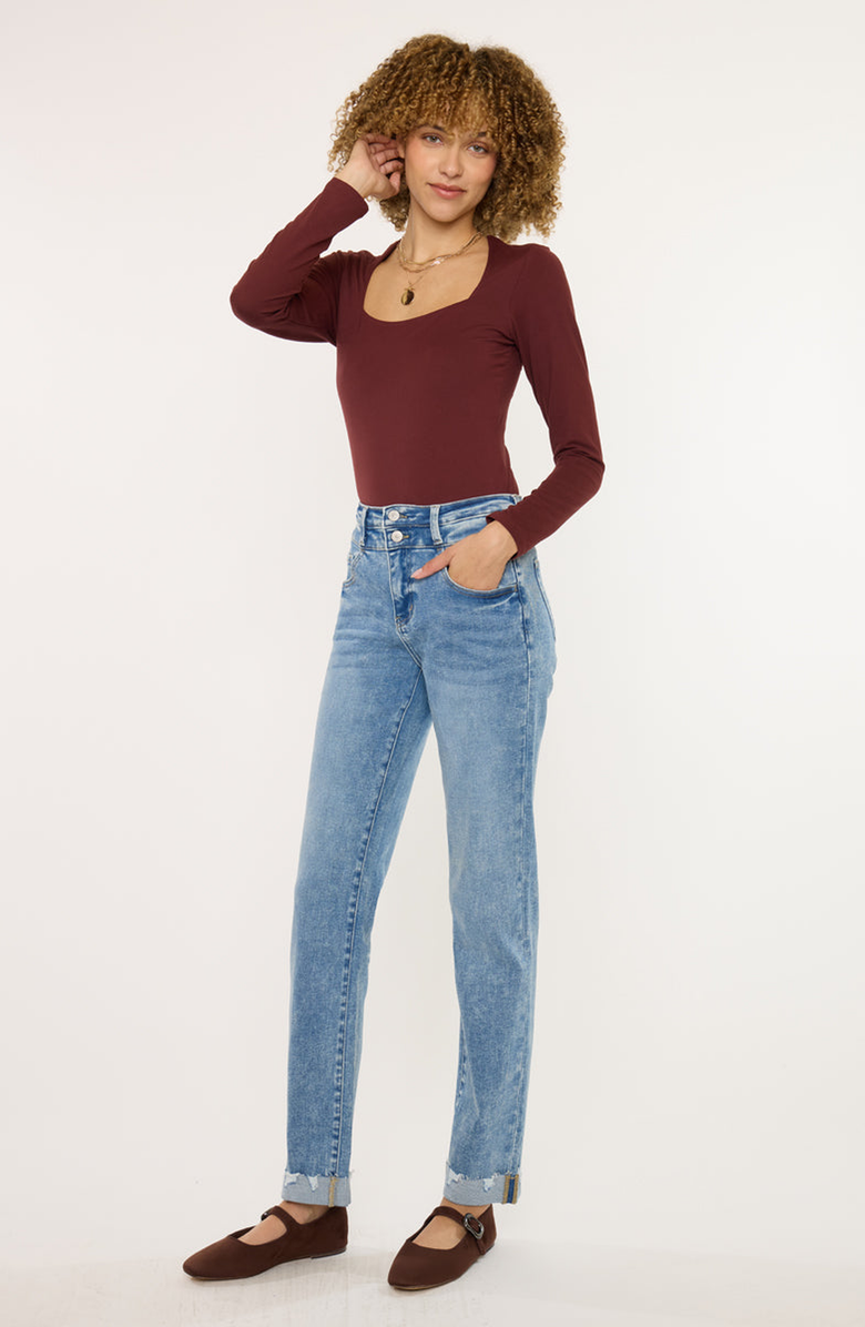 KanCan Kianna Essentials High Rise Slim Straight Leg Jeans, Alternate, color, Medium Wash