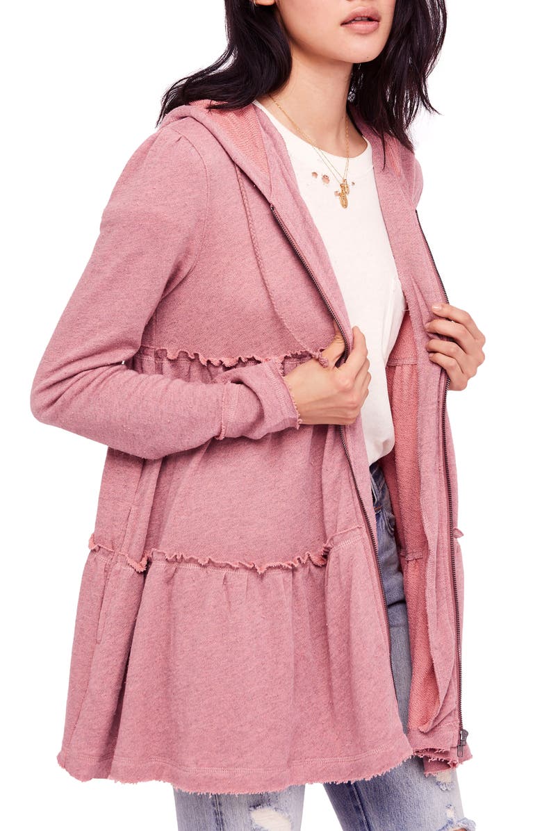 Free People Trapeze Hoodie, Main, color, Rose