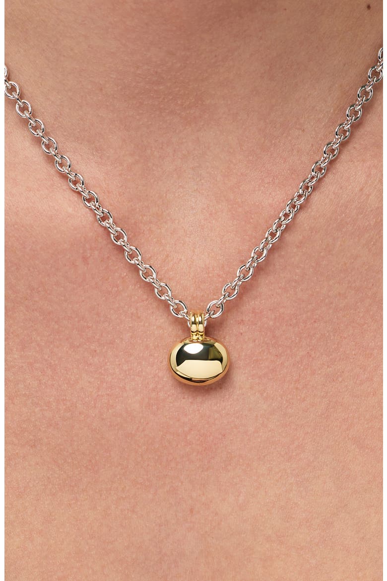 Two-Tone Pebble Pendant Necklace, Alternate, color, GOLD / SILVER