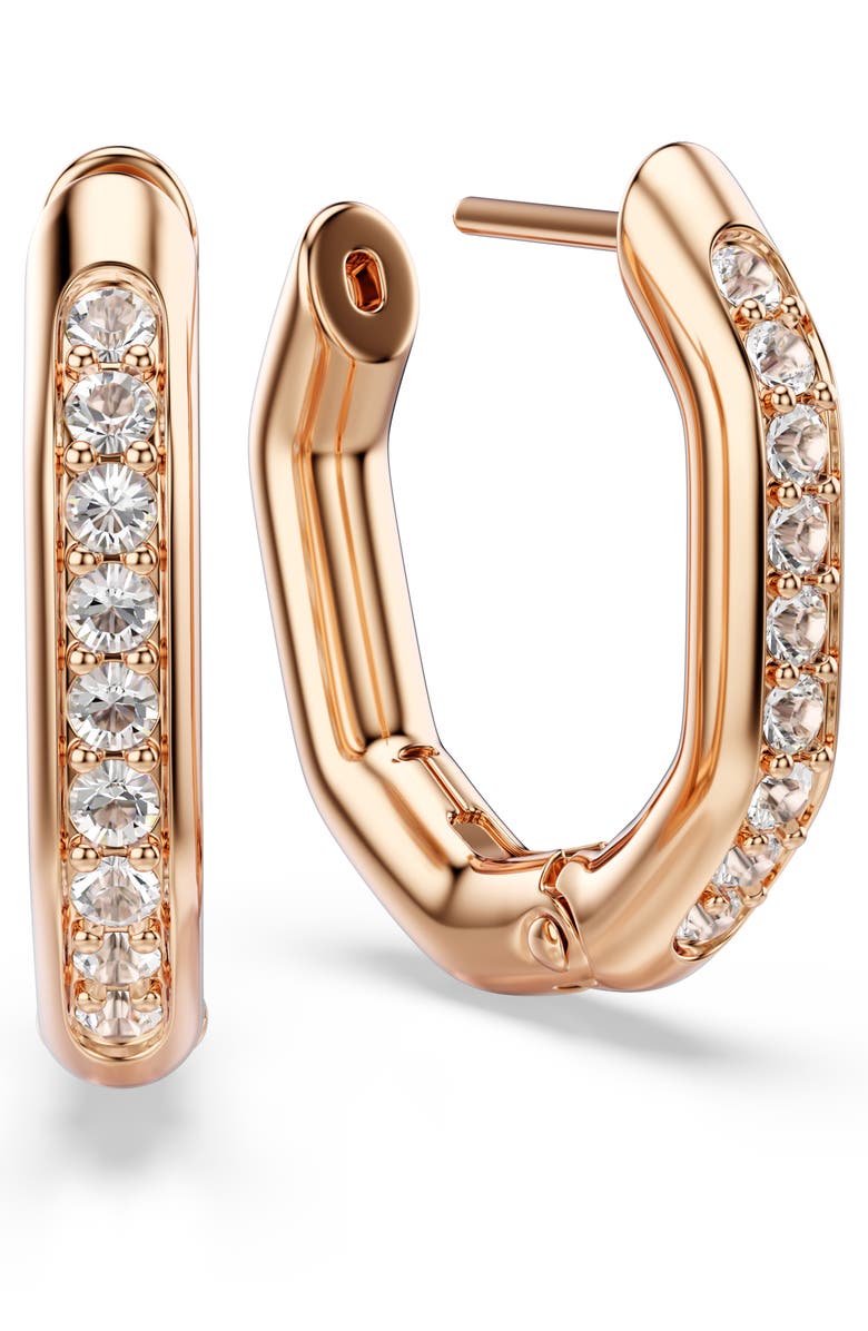 Swarovski Dextera Crystal Hoop Earrings, Alternate, color, Rose Gold/ White