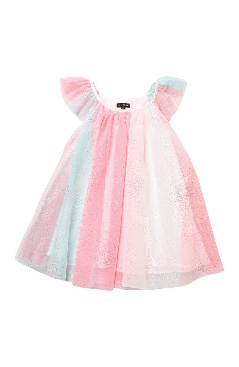 Zunie Flutter Sleeve Rainbow Float Dress, Main, color, 