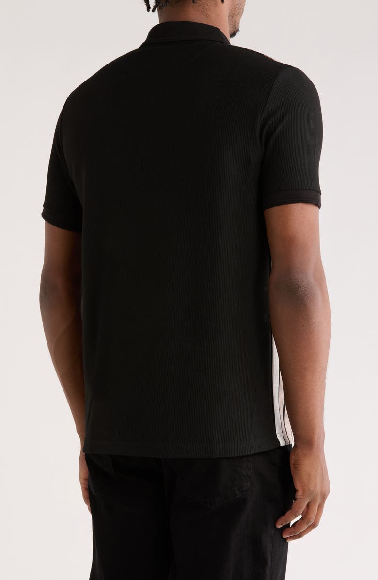 Cactus Man Vertical Stripe Knit Zip Polo, Alternate, color, Black W/ Cream White Stripes