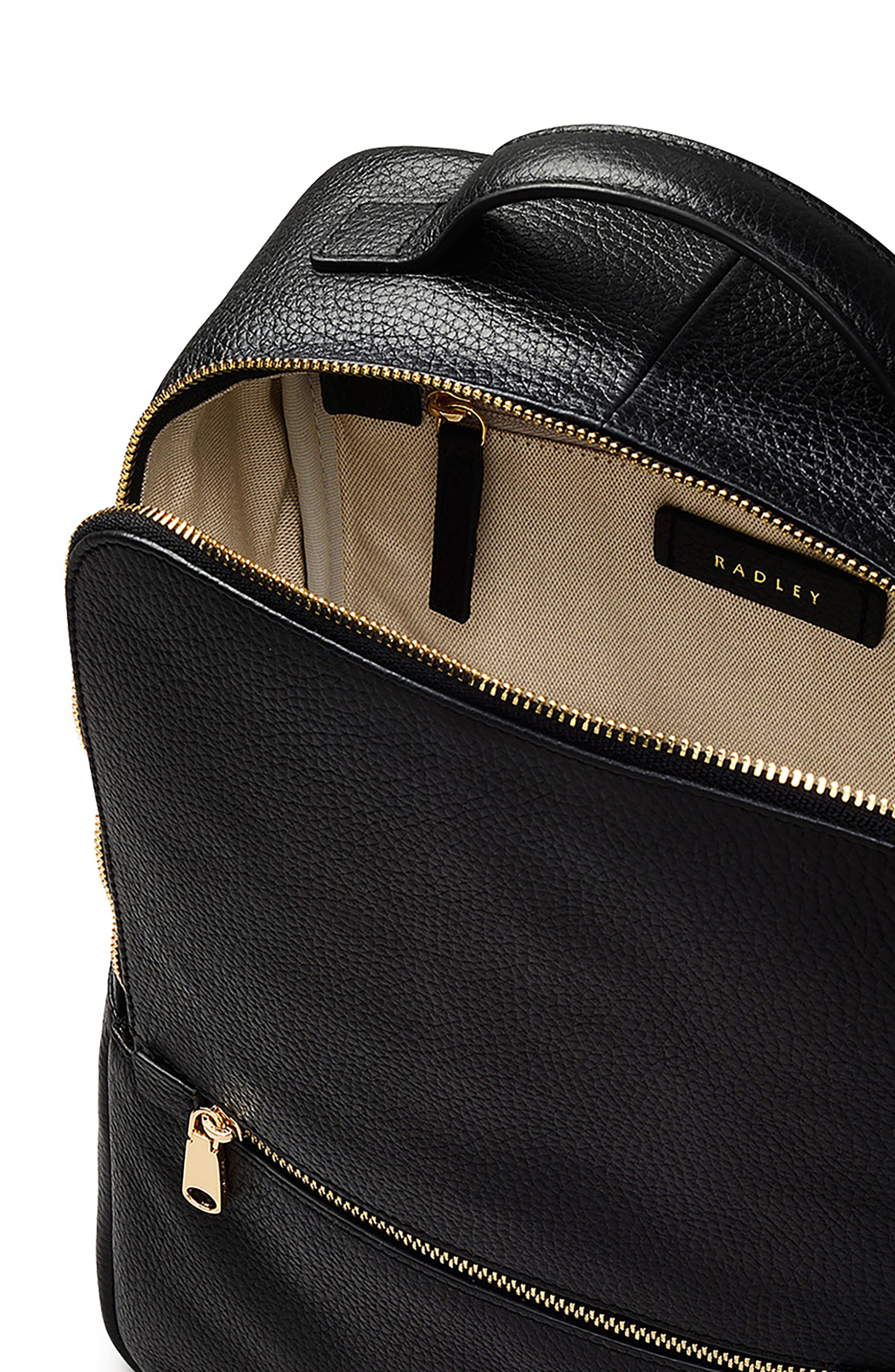 Radley Sunny Dene Leather Backpack, Alternate, color, Black