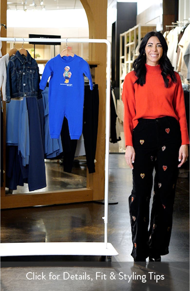 Polo Bear Graphic Sweatshirt Romper, sales video thumbnail