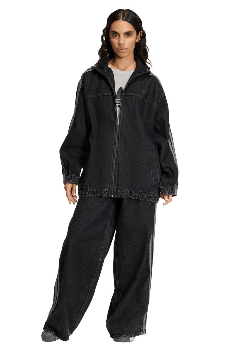 adidas Originals Firebird Denim Track Jacket, Alternate, color, True Black Denim