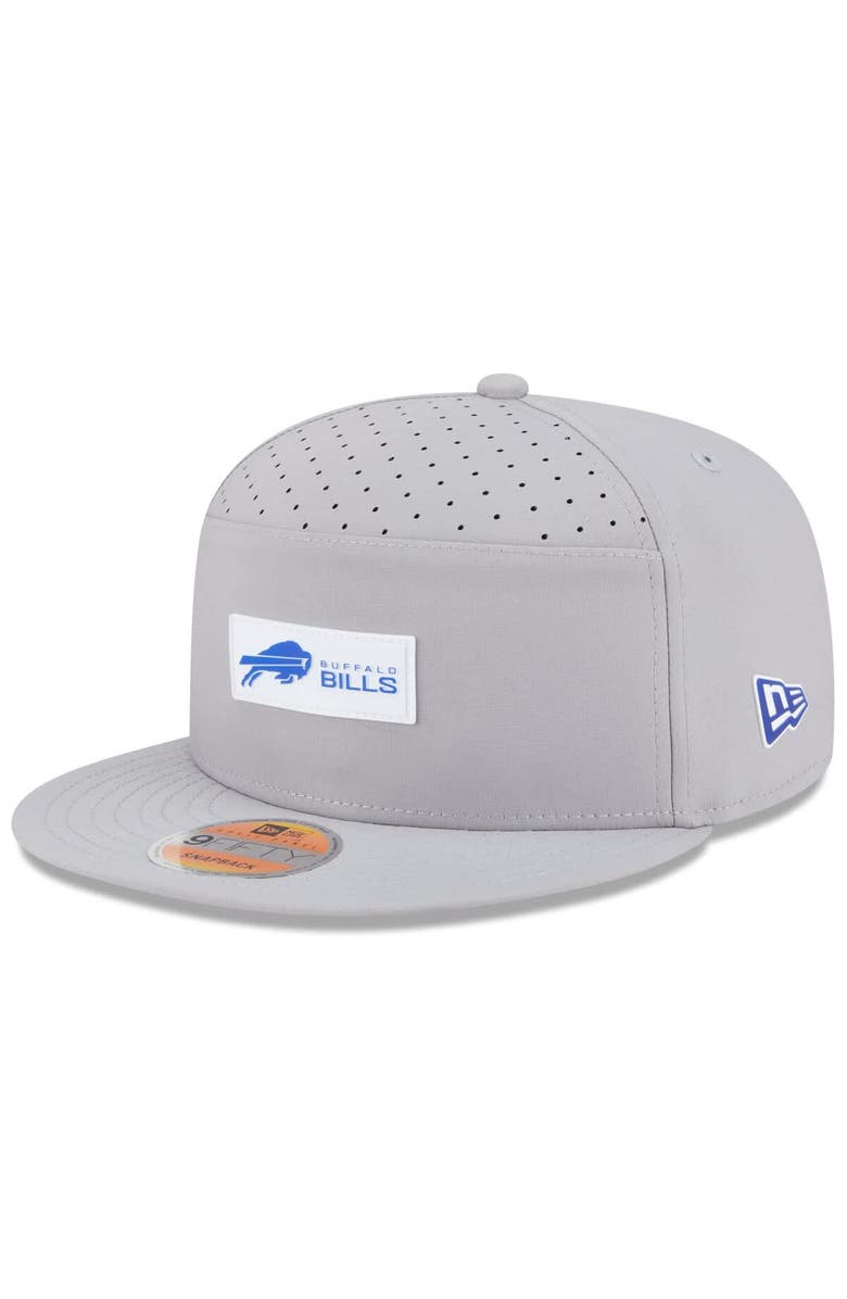 New Era Men's New Era Gray Buffalo Bills 2025 Sideline Split Panel 9FIFTY Snapback Hat, Main, color, Gray