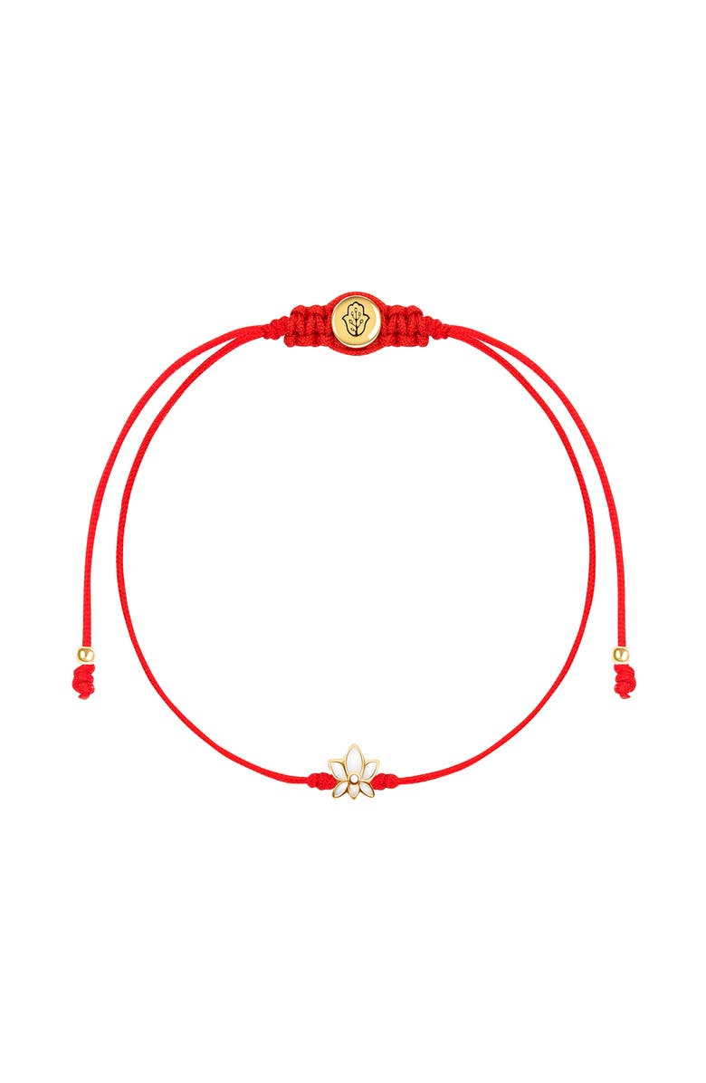 Karma and Luck White Enamel Lotus Red String Charm Bracelet Innocent Guardian, Main, color, Red, Gold, White