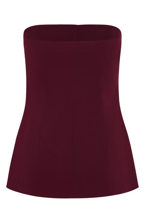 City Chic Leah Strapless Bustier Top In Burgundy