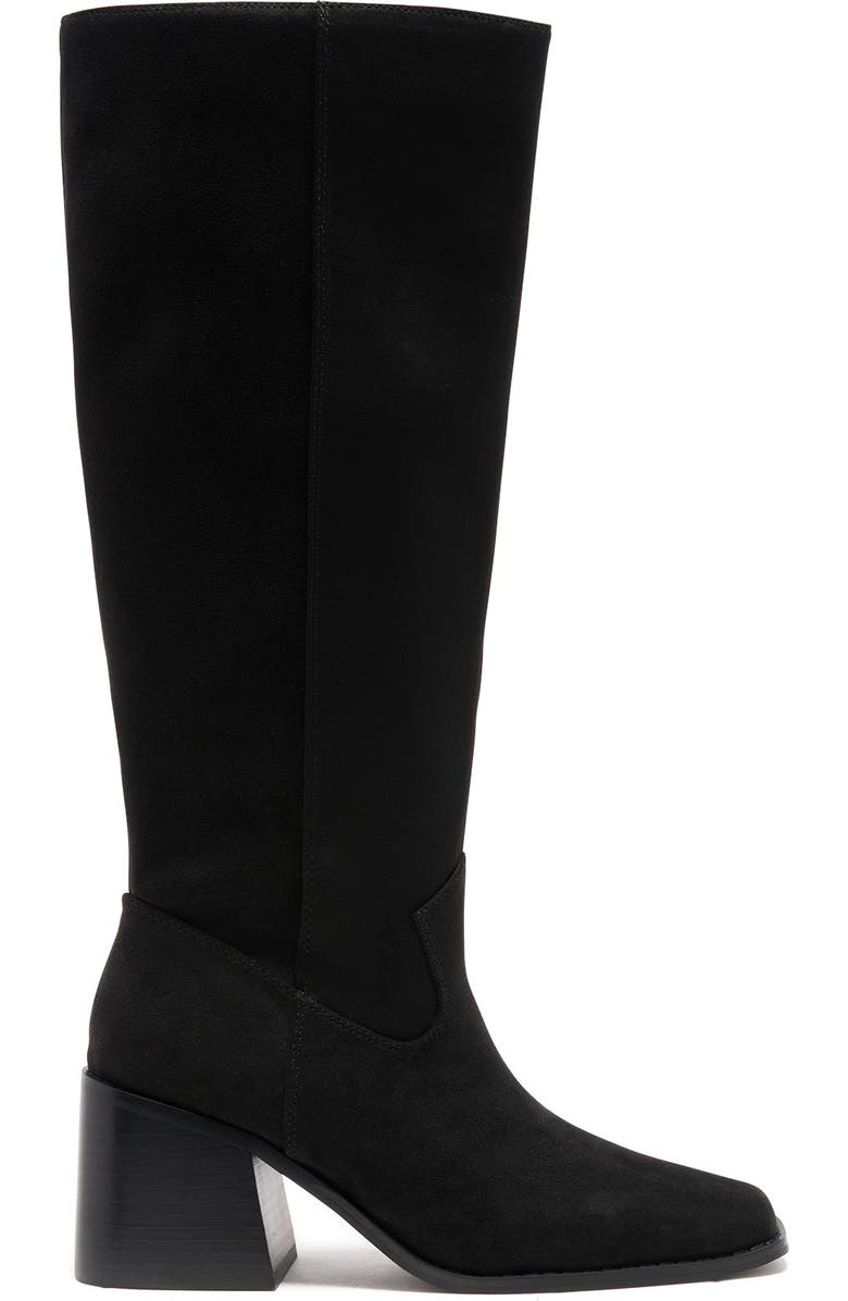Therapy Australia Quinn Square Toe Block Heel Tall Boot, Alternate, color, Black Microsuede