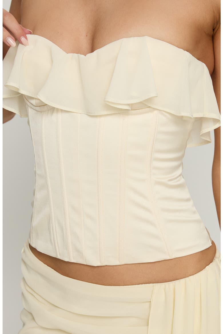 Holliann Ruffle Strapless Top, Alternate, color, BUTTER