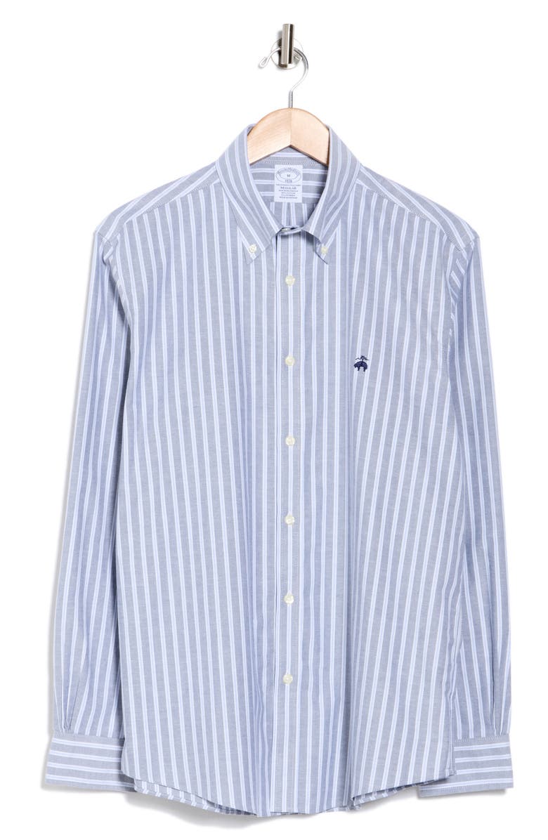 Brooks Brothers Regular Fit Stripe Stretch Button-Down Shirt, Alternate, color, 