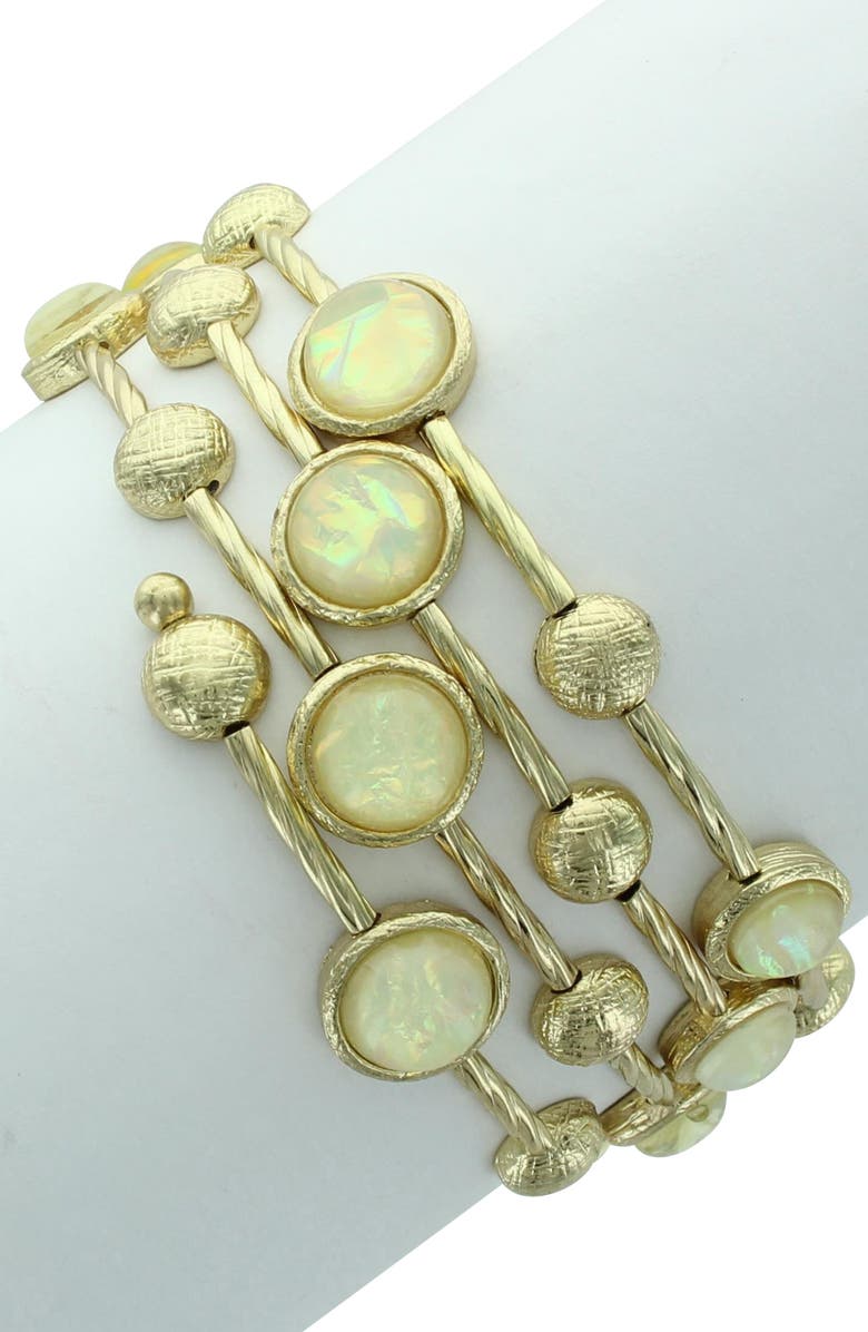 OLIVIA WELLES Textured Bauble & Resin Stone Bracelet, Alternate, color, Gold / Ivory