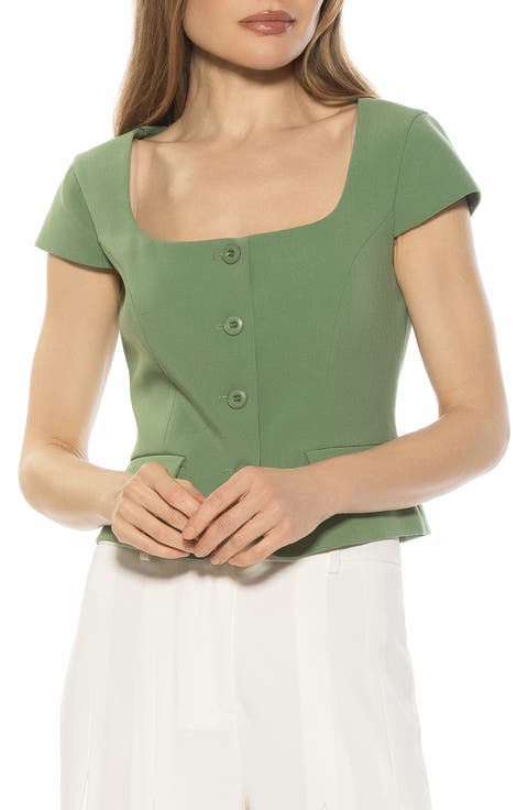 Cap Sleeve Button-Up Top