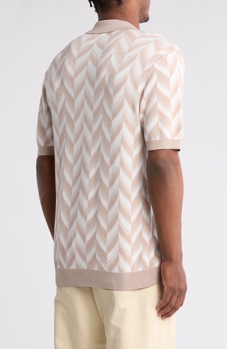 JASON WU Johnny Collar Silk & Cotton Jacquard Polo, Alternate, color, Beige/ Ivory