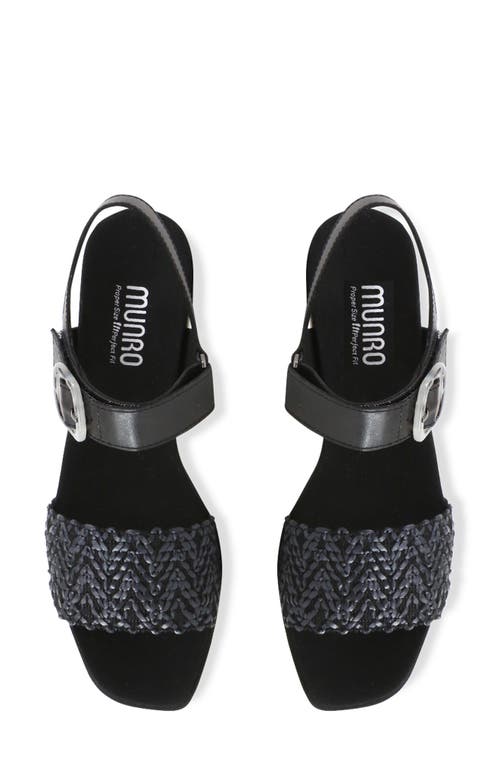Munro Leeland Ankle Strap Sandal In Black Woven Combo
