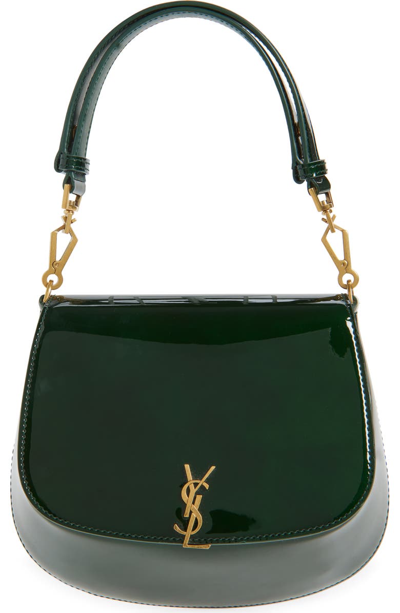 Saint Laurent Celia Patent Leather Handbag, Main, color, 3856 Fir Leaf