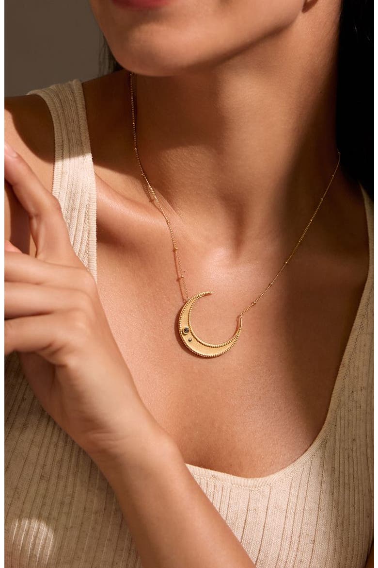 Eternal Guidance Moon Necklace, Alternate, color, Gold