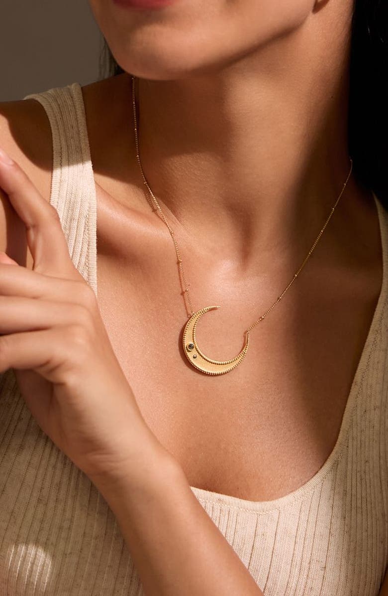 Satya Jewelry Eternal Guidance Moon Necklace, Alternate, color, Gold