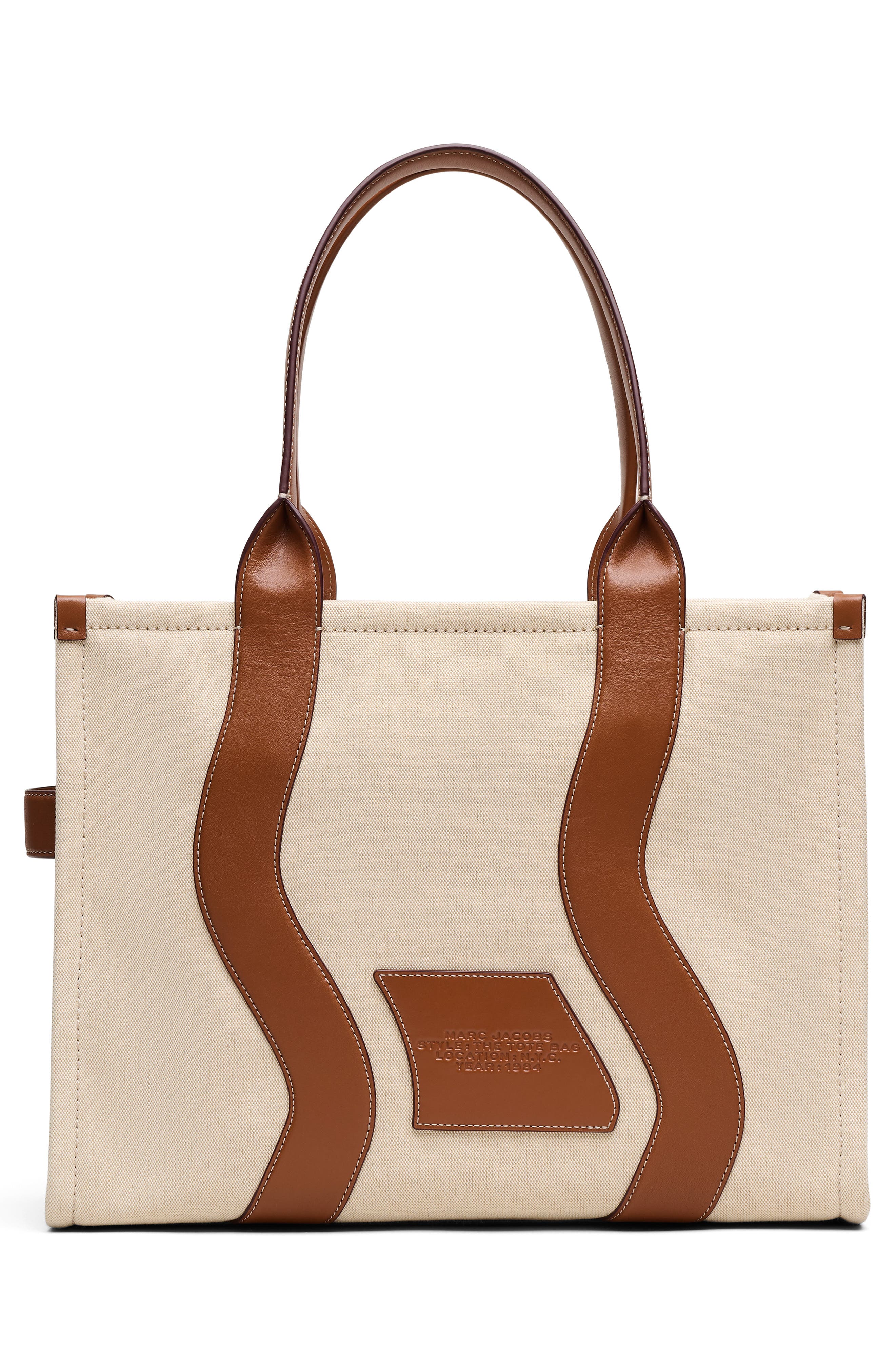 Marc Jacobs The Wavy Canvas Large Tote Bag, Alternate, color, Beige/Argan Oil