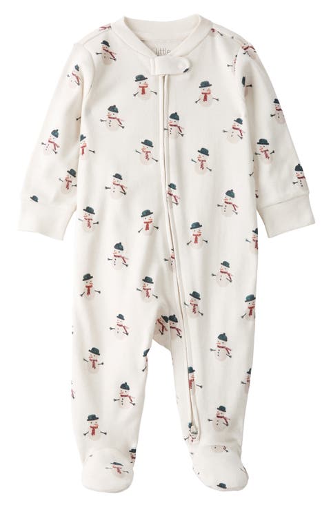 Print Organic Cotton Zip Footie