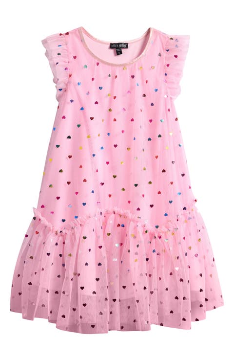 Kids
 Foil Heart Mesh Trapeze Party Dress (Toddler, Little Kid 
Big Kid)