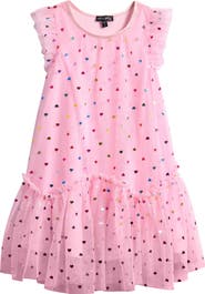 Ava & Yelly Kids' Foil Heart Mesh Trapeze Party Dress