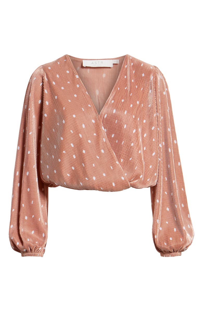 ASTR the Label Pleated Long Sleeve Surplice Top, Alternate, color, 