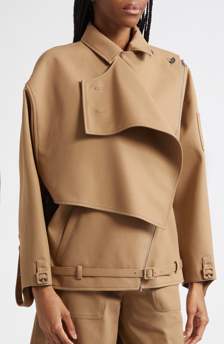 Courrèges Oblique Short Cotton Trench Jacket, Alternate, color, Fauve