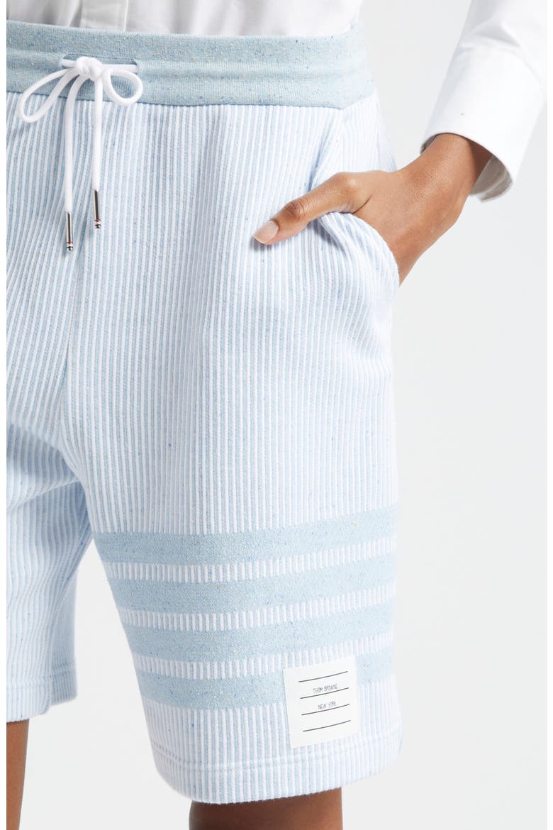 4-Bar Stripe Cotton & Silk Knit Shorts, Alternate, color, LIGHT BLUE