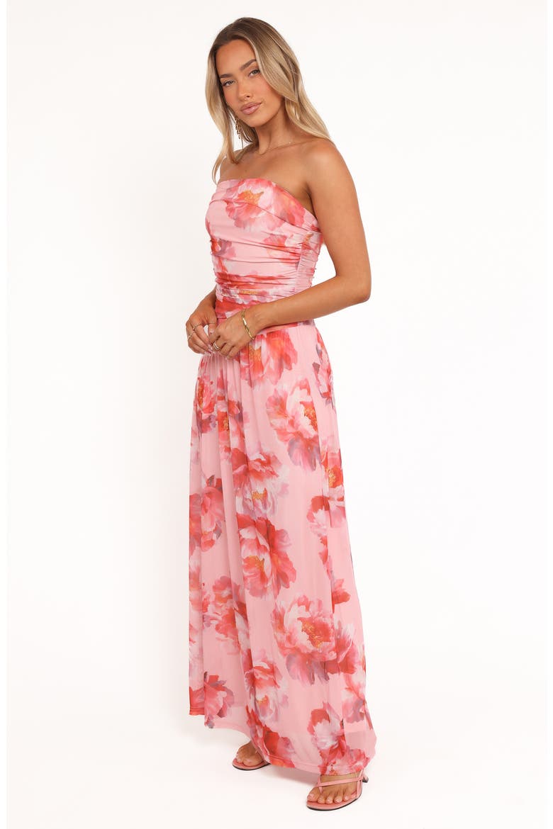 Calypso Floral Strapless Maxi Dress, Alternate, color, PINK PEONY