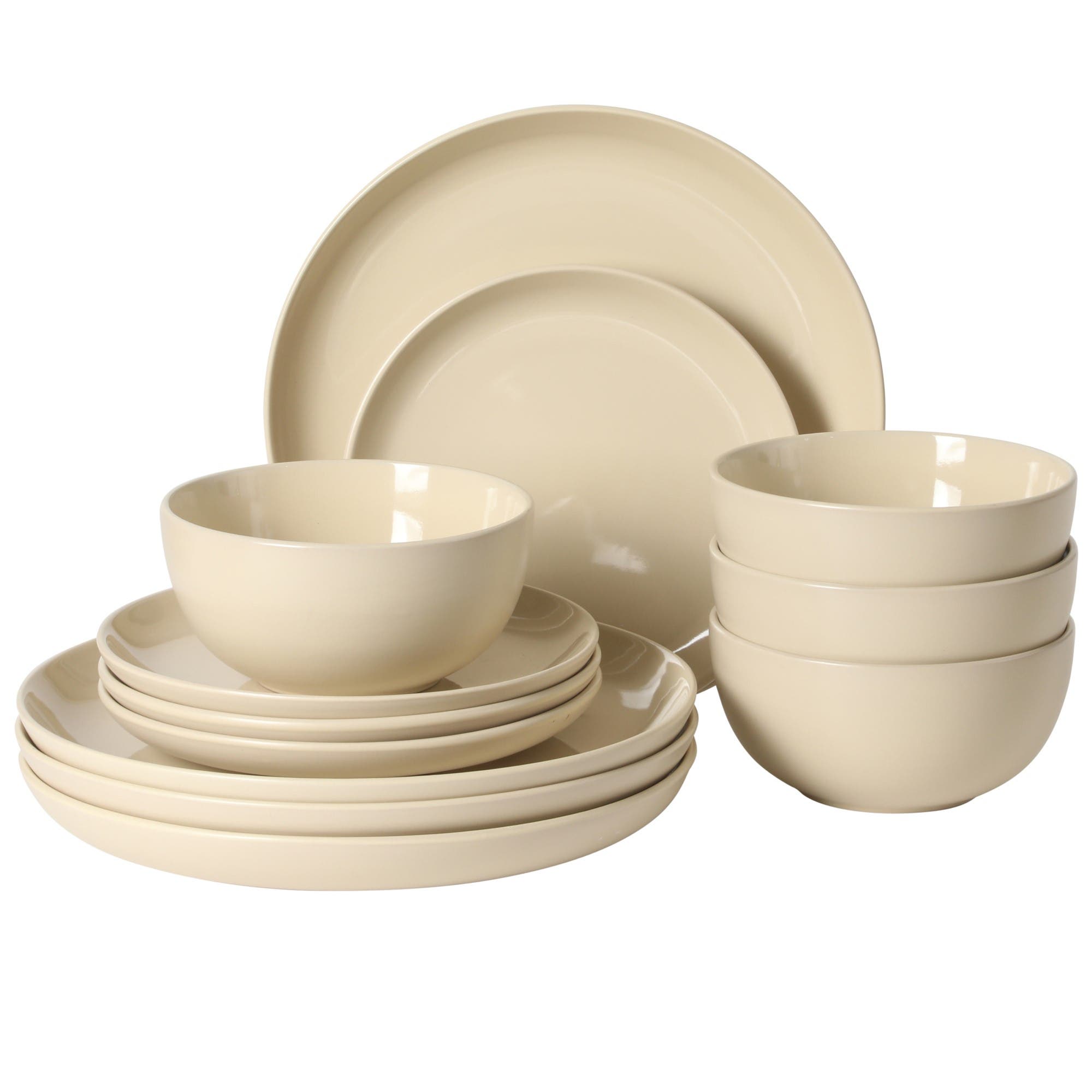 Gibson Home Rockaway 12 Piece Matte Two-tone Stoneware Dinnerware Set, Service For 4 In White