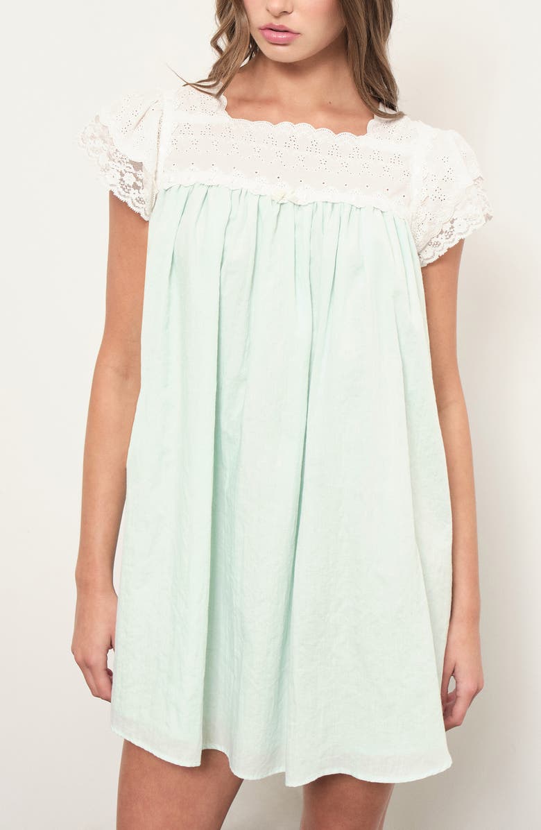 MAUDE CLUB Esme Babydoll Dress, Alternate, color, Light Mint