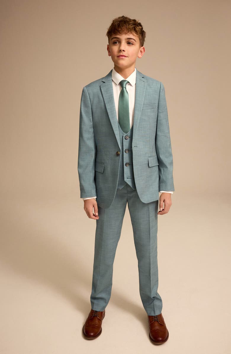 NEXT Kids' Skinny Fit Textured Green Sport Coat, Alternate, color, Green