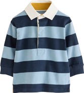 NEXT Kids' Stripe Long Sleeve Rugby Polo