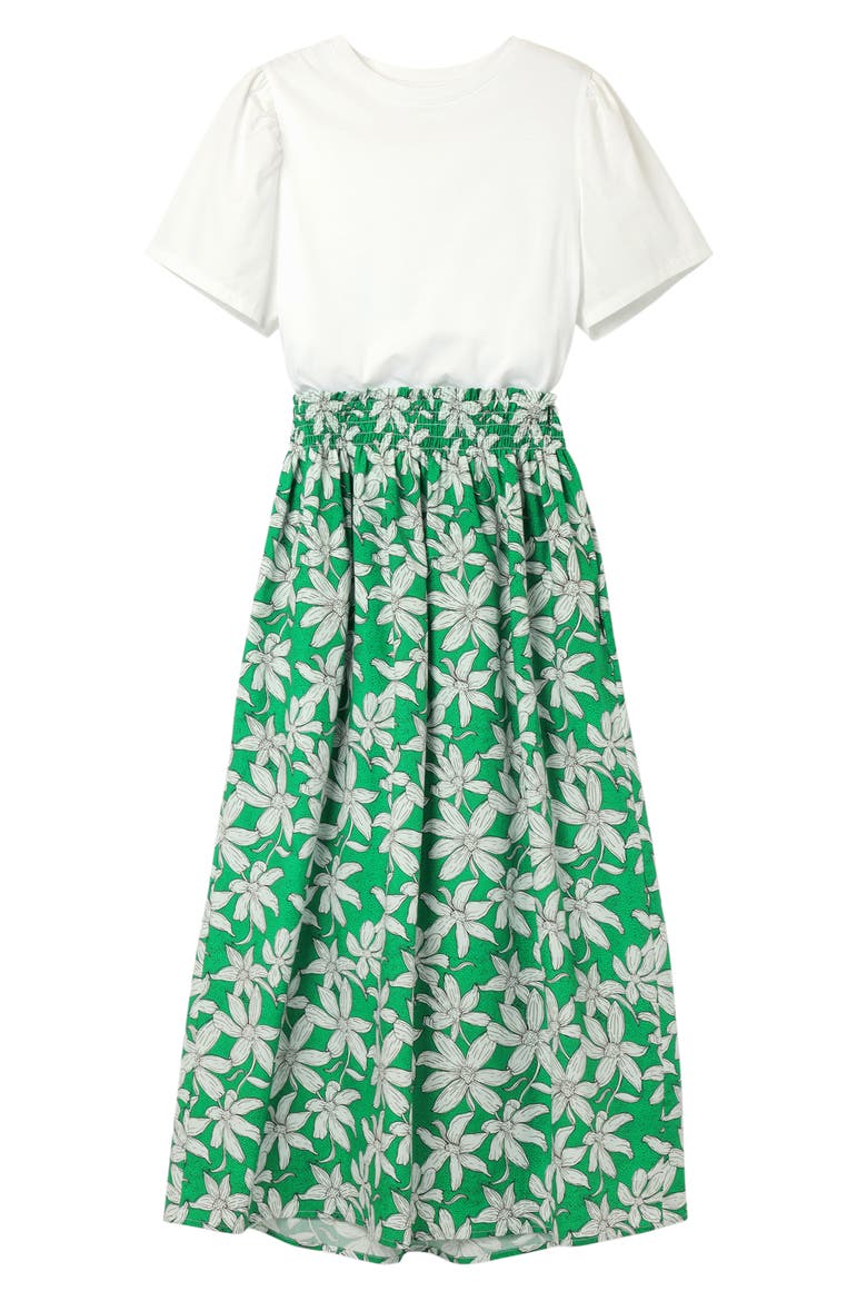 Marlon Floral Midi T-Shirt Dress, Alternate, color, WHITE
