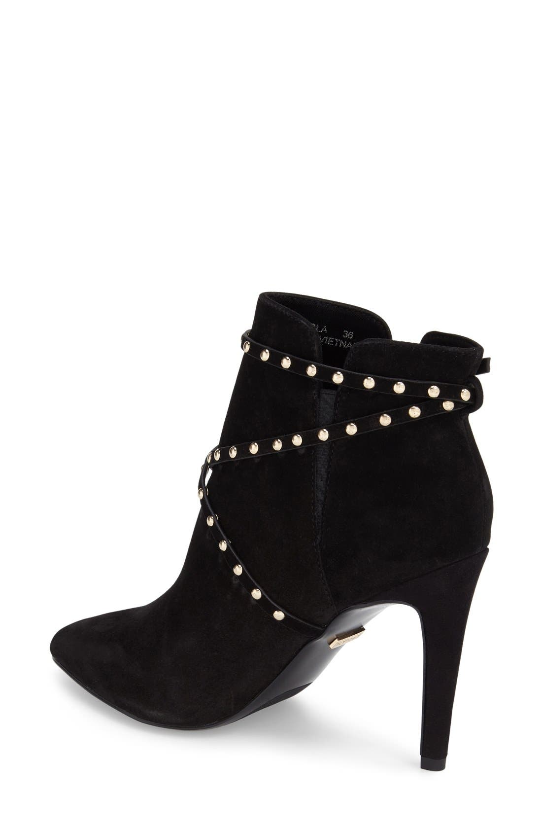 Topshop 'Humour' Studded Pointy Toe Bootie, Alternate, color, 