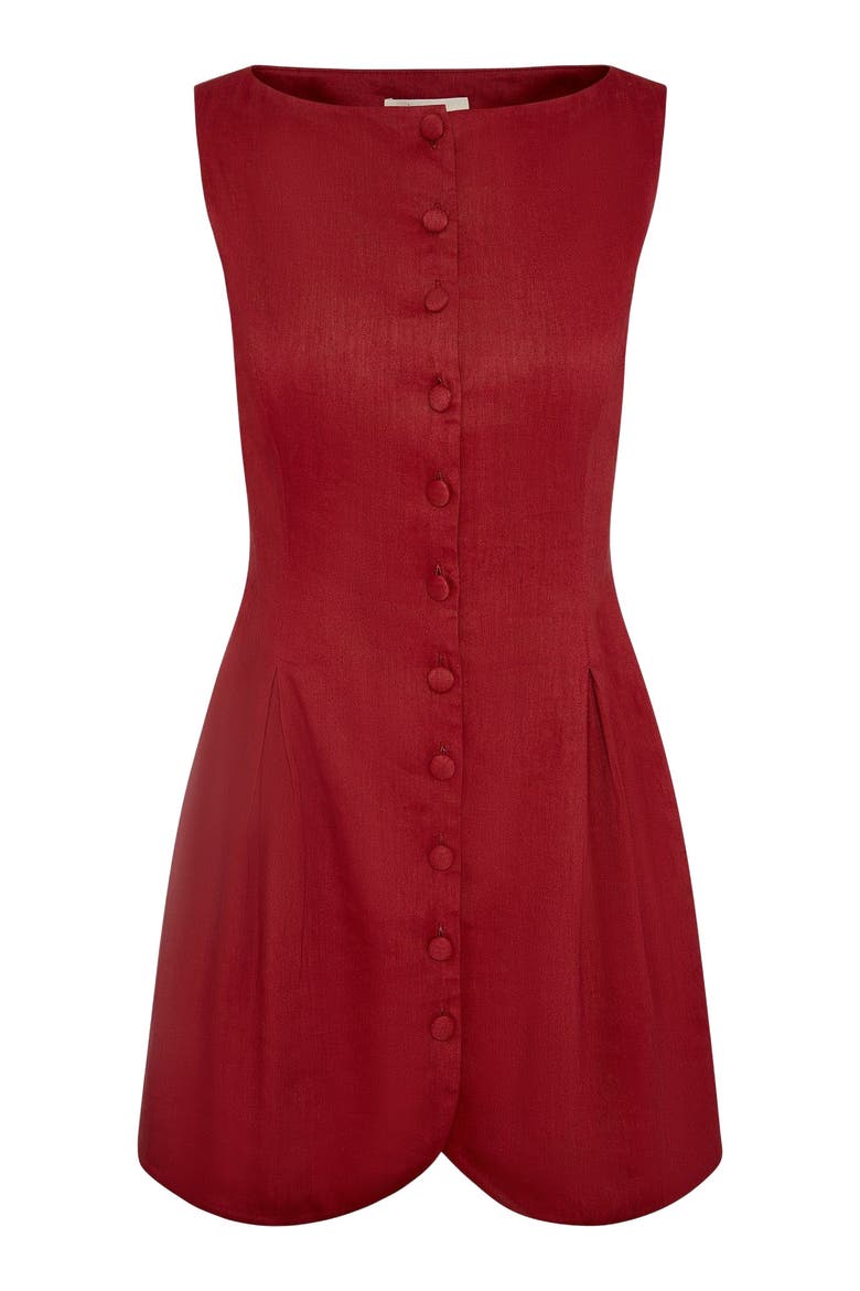 Boatneck Button Front Dress, Alternate, color, Crimson