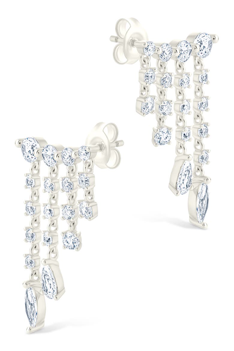 Adrian Cubic Zirconia Drop Earrings, Alternate, color, SILVER