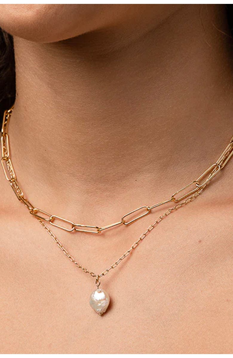 Bearfruit Jewelry Donda Pearl Layered Necklace, Alternate, color, Gold