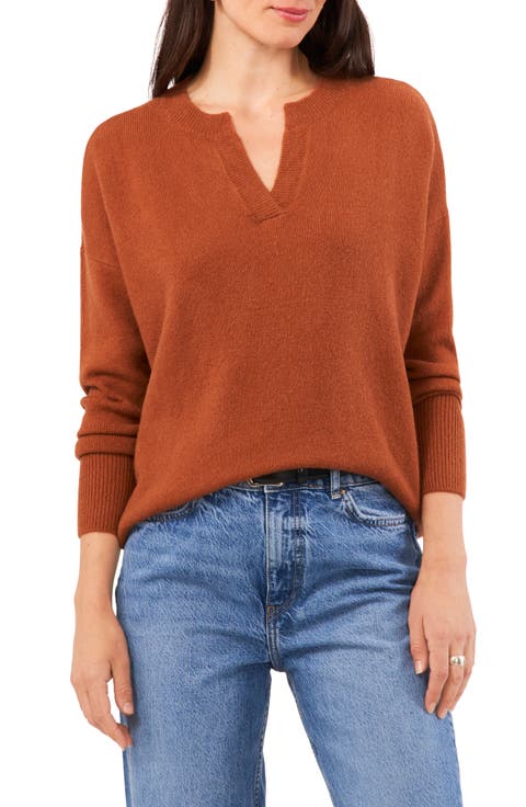 Drop Shoulder V-Neck Sweater