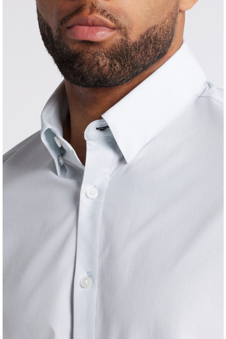 Leeward Trim Fit Performance Button-Up Shirt, Alternate, color, SKY TRIANGLE GEO
