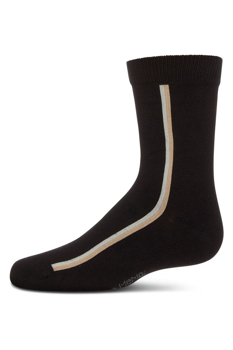 Dual-Stripe Fine-Gauge Crew Sock, Main, color, Black